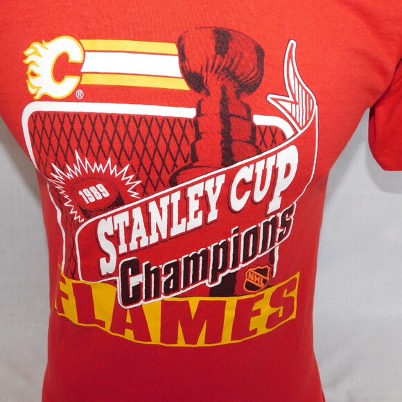 VTG 1989 NHL Stanley Cup Champions Calgary Flames Mens M T Shirt Screen Stars - Picture 2 of 8